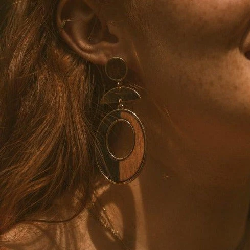 Geometric Half Moon Wood Drop Earrings - Xander Kostroma (Last Available) 4 Geometric Half Moon Wood Drop Earrings - Xander Kostroma (Last Available) - Image 2