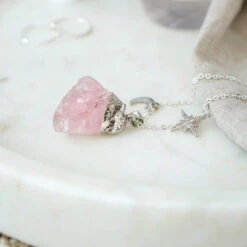 925 Sterling Silver Raw Cut Rose Quartz Moon & Star Necklace - Xander Kostroma (Last Available) -HELL BUNNY SHOP 1000x1500 ccac1040 8084 429b 80e2 864b3b269369