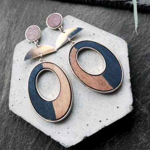 Geometric Half Moon Wood Drop Earrings - Xander Kostroma (Last Available) 3 Geometric Half Moon Wood Drop Earrings - Xander Kostroma (Last Available)