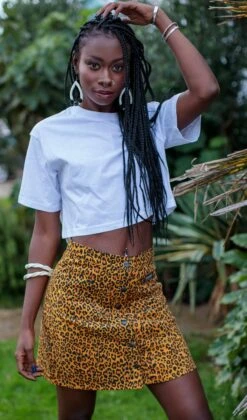 Leopard Corduroy Mini Skirt - Run & Fly (Last Available)