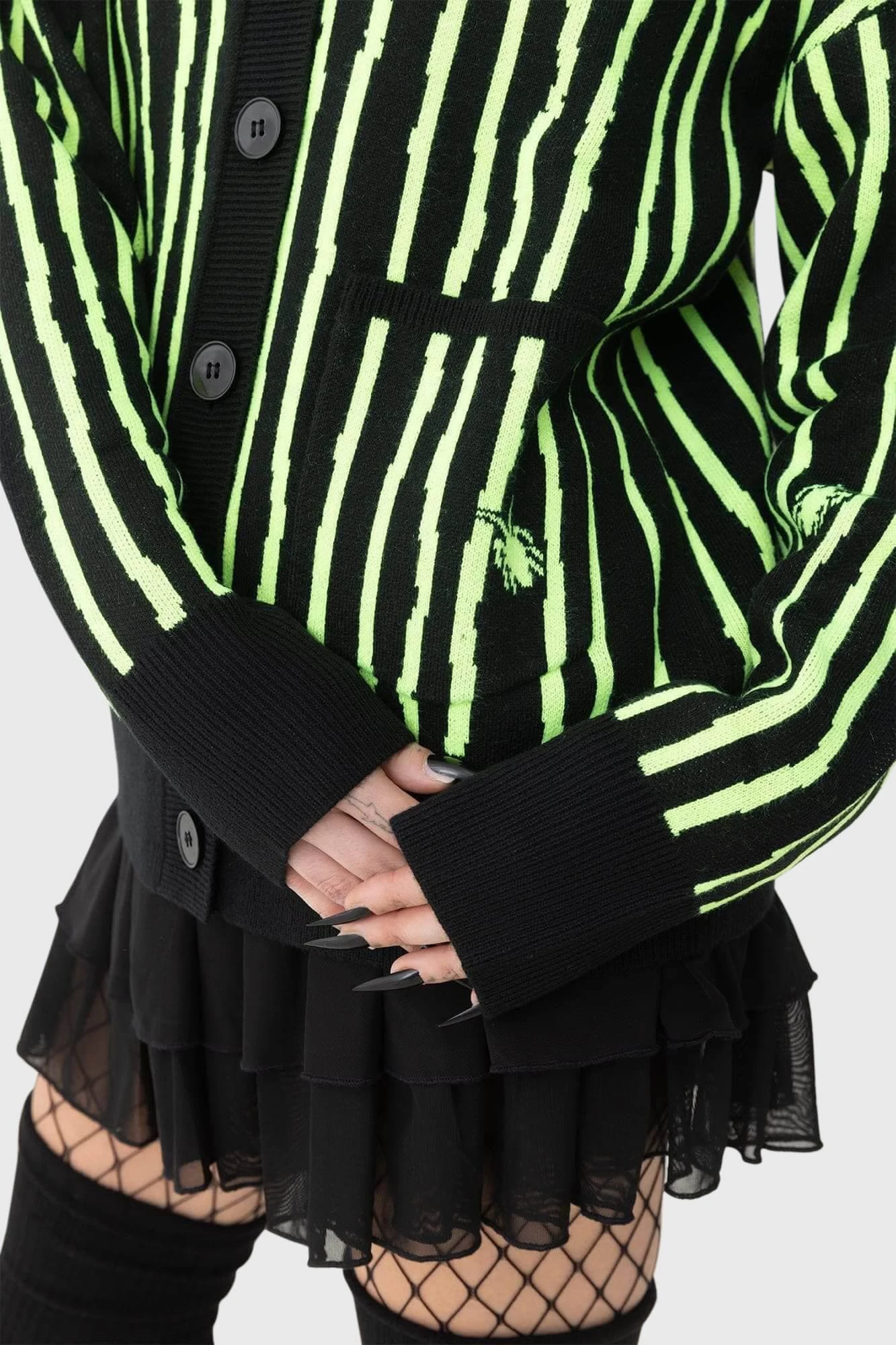 Beetlejuice Beetlejuice Beetlejuice Intarsia Cardigan- Killstar X Beetlejuice 6 Beetlejuice Beetlejuice Beetlejuice Intarsia Cardigan- Killstar X Beetlejuice - Image 4