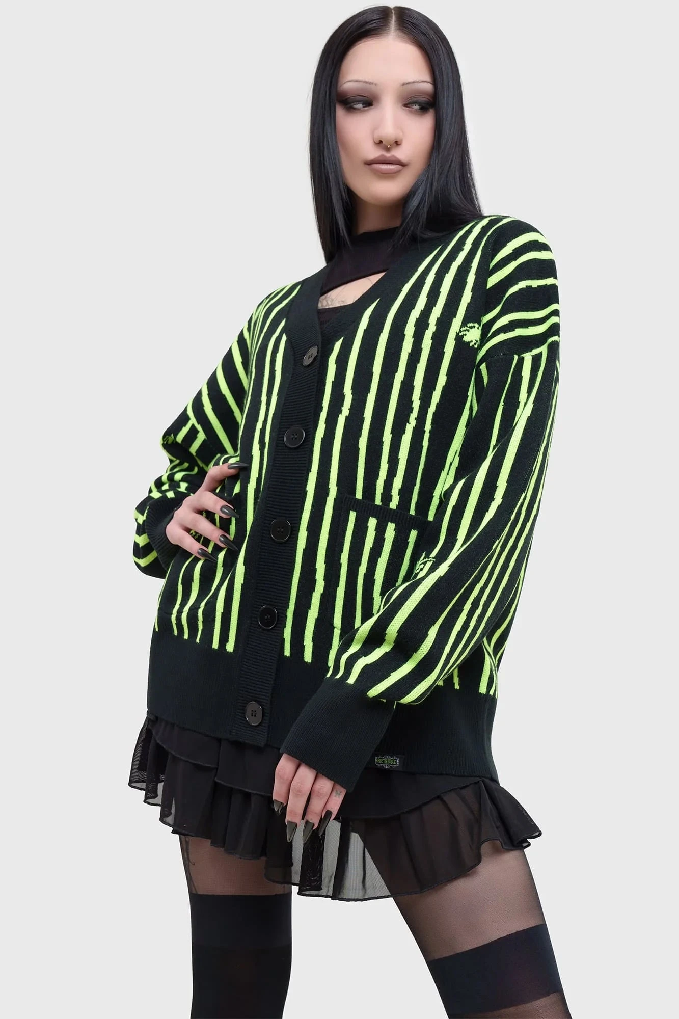 Beetlejuice Beetlejuice Beetlejuice Intarsia Cardigan- Killstar X Beetlejuice 8 Beetlejuice Beetlejuice Beetlejuice Intarsia Cardigan- Killstar X Beetlejuice - Image 6