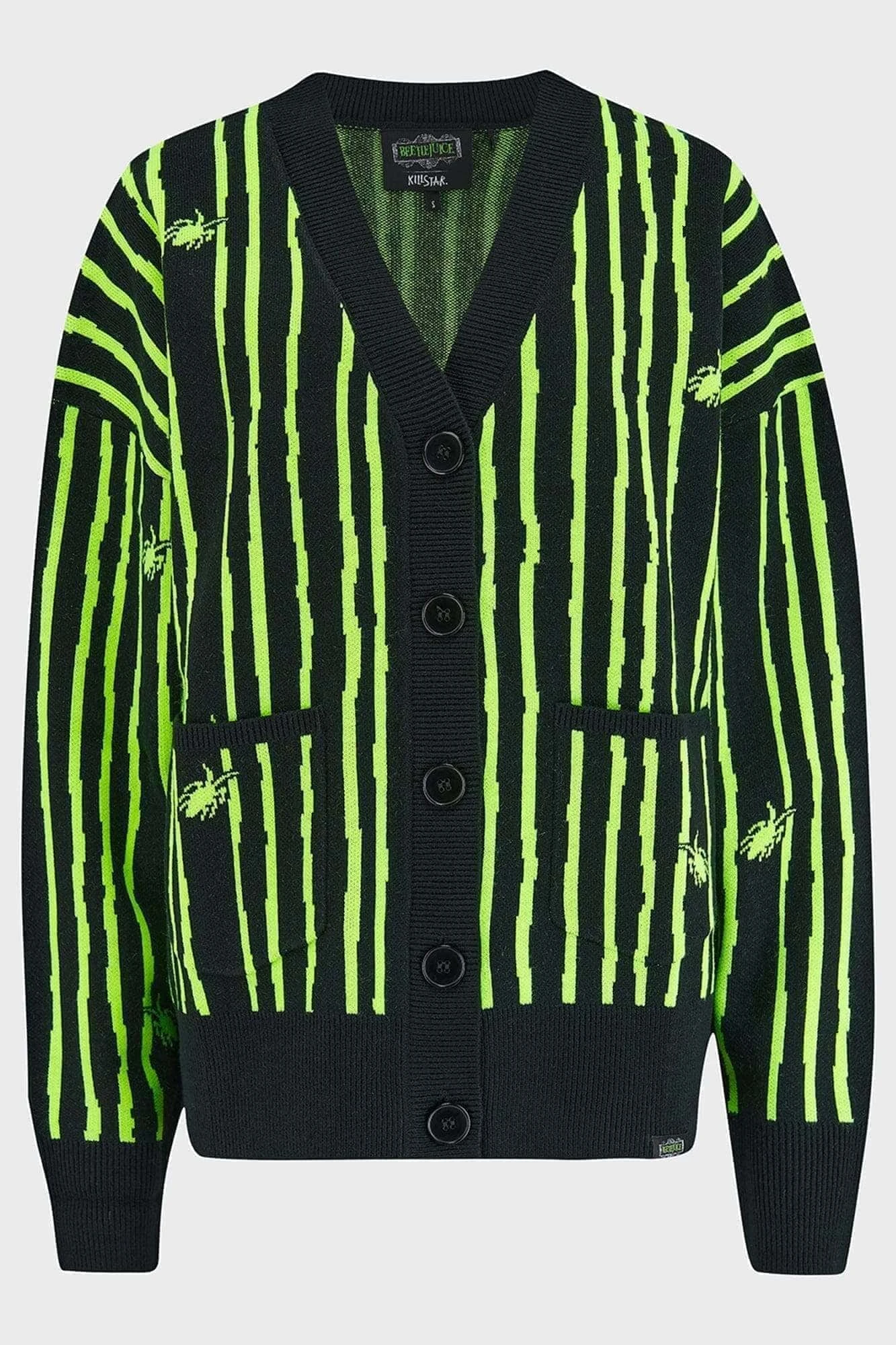 Beetlejuice Beetlejuice Beetlejuice Intarsia Cardigan- Killstar X Beetlejuice 5 Beetlejuice Beetlejuice Beetlejuice Intarsia Cardigan- Killstar X Beetlejuice - Image 3