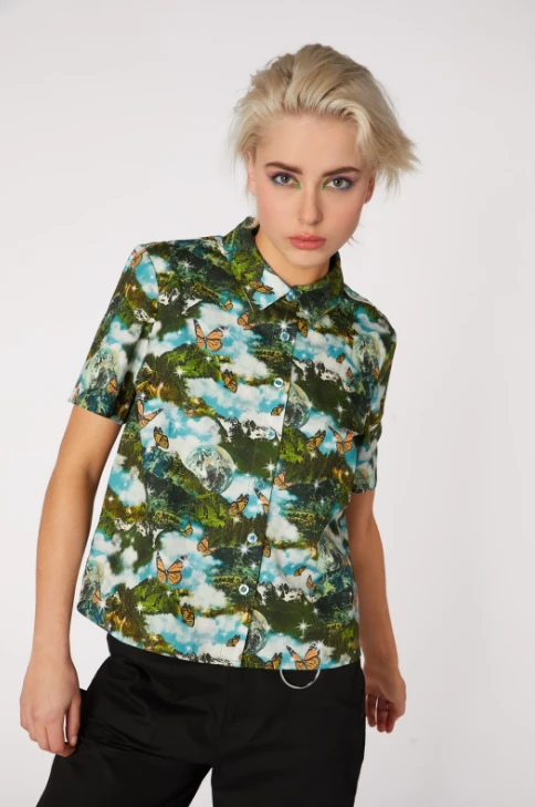 Butterfly Scenic Cotton Blouse - Dangerfield 3 Butterfly Scenic Cotton Blouse - Dangerfield