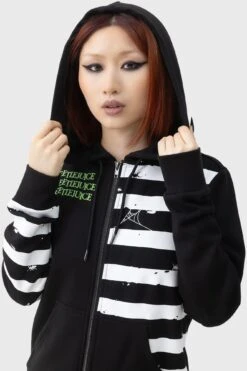 Distressed Stripe Hoodie - Killstar X Beetlejuice
