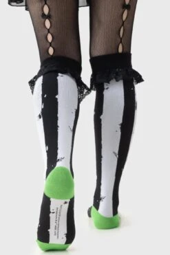 Distressed Stripe SockS Knee High 8 Distressed Stripe SockS Knee High -HELL BUNNY SHOP DISTRESSED STRIPE KNEE HIGH SOCKS W D