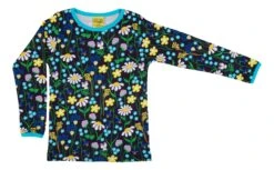 Childrens Midsummer Purple Floral Organic Long Sleeved T-Shirt - Duns Sweden