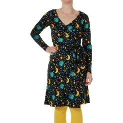 Adult's Mother Earth Black Organic Wrap Dress - Duns Sweden