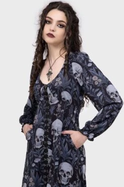 Death's Head Maxi Dress - Killstar -HELL BUNNY SHOP Death sHeadMaxiDress C