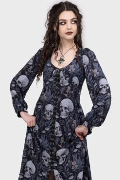 Death's Head Maxi Dress - Killstar -HELL BUNNY SHOP Death sHeadMaxiDress D