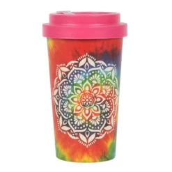 Peace Out Tie Dye Mandala Print Bamboo Travel Mug