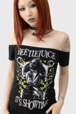 Ghost With The Most Bardot Top - Killstar X Beetlejuice 12 Ghost With The Most Bardot Top - Killstar X Beetlejuice -HELL BUNNY SHOP GHOST WITH THE MOST BARDOT TOP W D