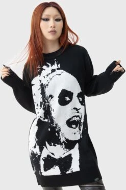 Ghost With The Most Intarsia Sweater - Killstar X Beetlejuice -HELL BUNNY SHOP GHOST WITH THE MOST INTARSIA SWEATER W C