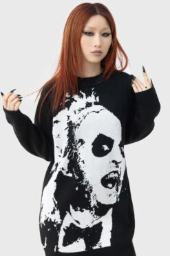 Ghost With The Most Intarsia Sweater - Killstar X Beetlejuice -HELL BUNNY SHOP GHOST WITH THE MOST INTARSIA SWEATER W D