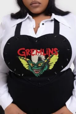 Gremlin Stripe Pinafore - Killstar X Gremlins -HELL BUNNY SHOP GREMLIN STRIPE PINAFORE DRESS PLUS W C