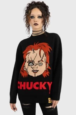 I Like To Be Hugged Sweater - Killstar X Chucky 11 I Like To Be Hugged Sweater - Killstar X Chucky -HELL BUNNY SHOP I LIKE TO BE HUGGED KNIT SWEATER W C