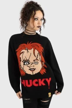 I Like To Be Hugged Sweater - Killstar X Chucky 9 I Like To Be Hugged Sweater - Killstar X Chucky -HELL BUNNY SHOP I LIKE TO BE HUGGED KNIT SWEATER W D