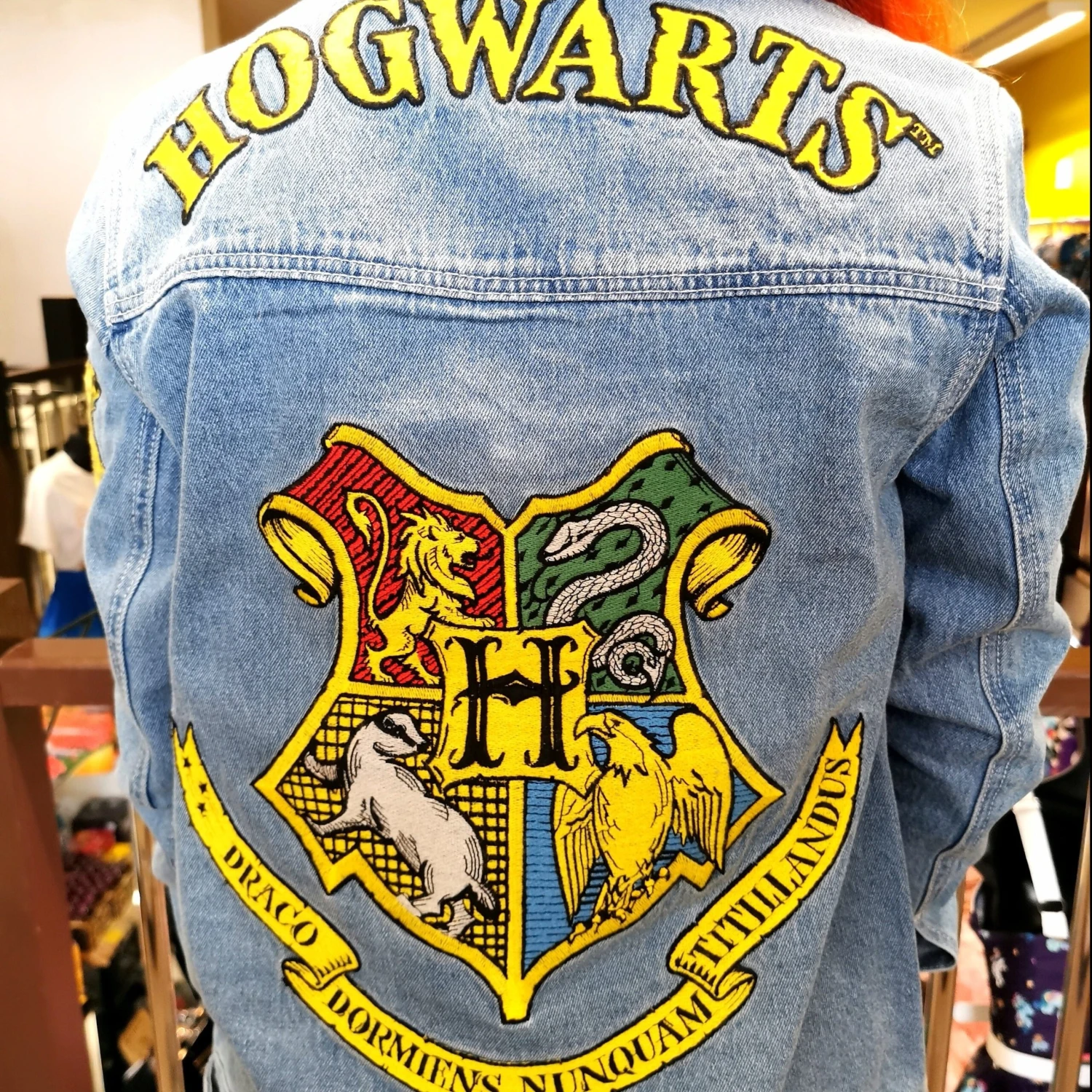 Harry Potter Hogwarts Denim Jacket - Cakeworthy 4 Harry Potter Hogwarts Denim Jacket - Cakeworthy - Image 2