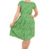 Green Blooming Cactus Tea Party Dress - Run & Fly (Last Available)