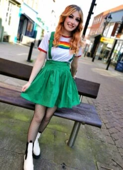 Green Time Out Pleated Twill Pinafore - Dangerfield