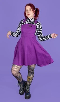 Purple Stretch Twill Flared Pinafore Dress - Run & Fly