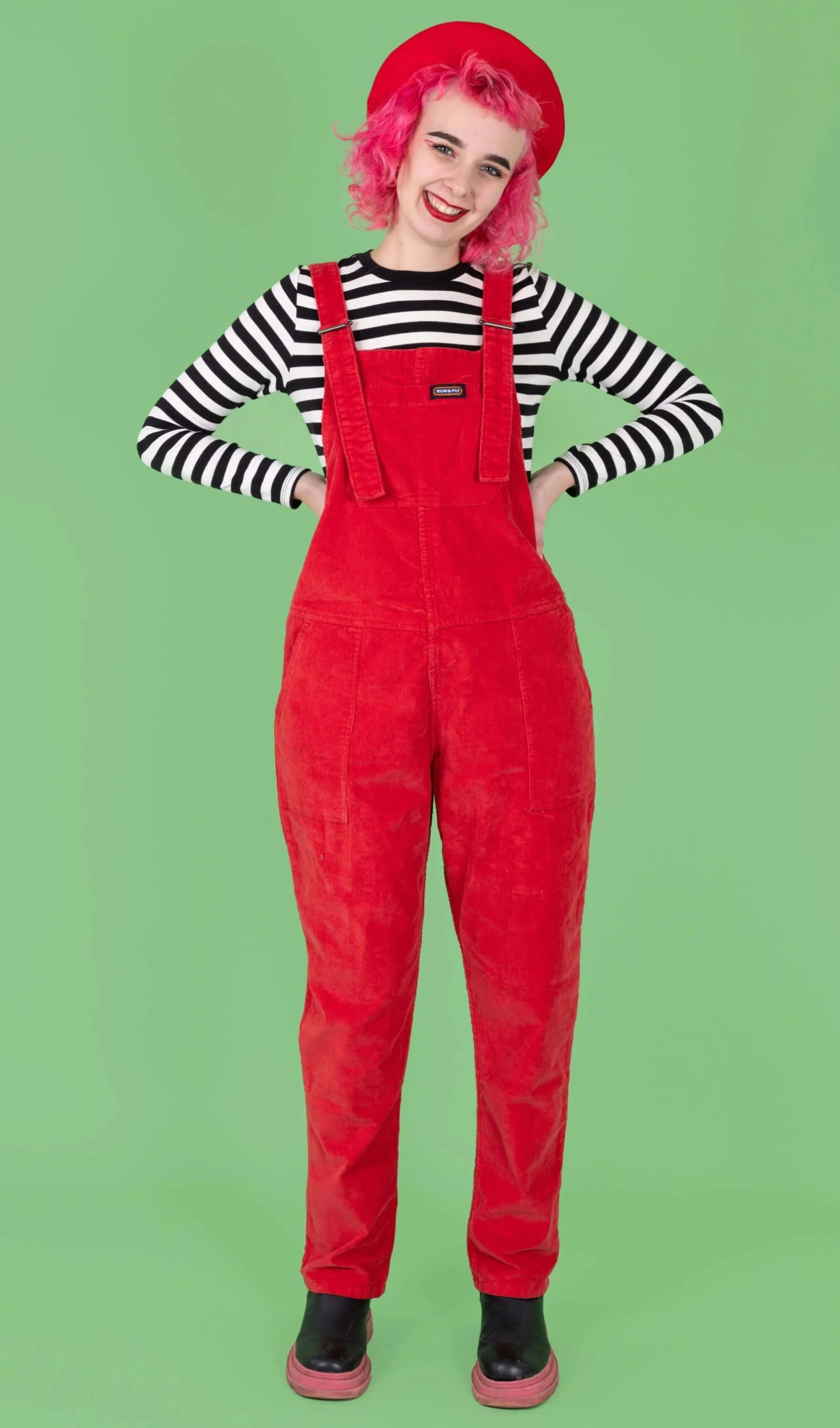 Red Stretch Corduroy Dungarees - Run & Fly 7 Red Stretch Corduroy Dungarees - Run & Fly - Image 5