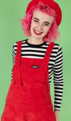 Red Stretch Corduroy Dungarees - Run & Fly 10 Red Stretch Corduroy Dungarees - Run & Fly -HELL BUNNY SHOP REDCORD3
