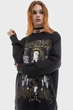 Sleep All Day Sweatshirt - Killstar X Lost Boys -HELL BUNNY SHOP SLEEP ALL DAY SWEATSHIRT W H