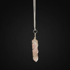 Rose Quartz Wire Wrapped Pencil Pendant -HELL BUNNY SHOP VN 4402 PDT PCL WWR 25MM RSQ C 1124 1641812121