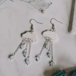 925 Sterling Silver Mother Of Pearl Cloud Aquamarine Multi Drop Earrings - Xander Kostroma (Last Available)