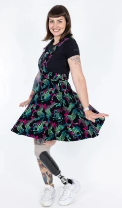 Rainbow Zebra Flared Pinafore Dress - Run & Fly -HELL BUNNY SHOP ZEBRA2