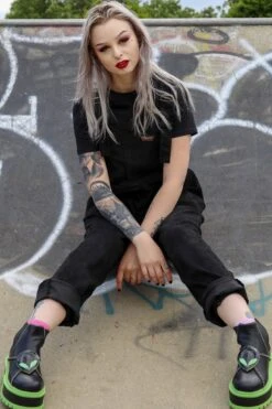 Black Cord Dungarees - Run & Fly