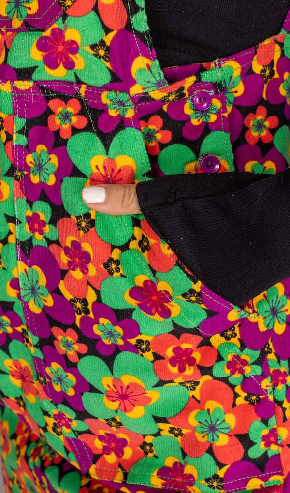 70's Dark Floral Print Long Pinafore - Run & Fly 8 70's Dark Floral Print Long Pinafore - Run & Fly - Image 6