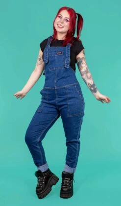 Blue Stone Wash Denim Dungarees - Run & Fly
