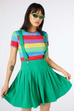 Green Time Out Pleated Twill Pinafore - Dangerfield 15 Green Time Out Pleated Twill Pinafore - Dangerfield -HELL BUNNY SHOP dgfs354330f green x100 1