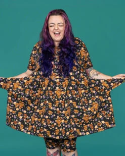 Highland Cows Oversized Smock Dress - Run & Fly -HELL BUNNY SHOP hcsmock5