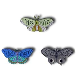 Pronoun Butterflies Enamel Pin Badges