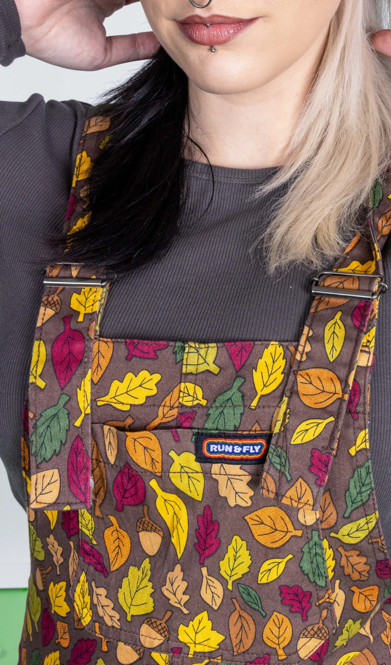 Autumn Leaves Stretch Twill Dungarees - Run & Fly 7 Autumn Leaves Stretch Twill Dungarees - Run & Fly - Image 5