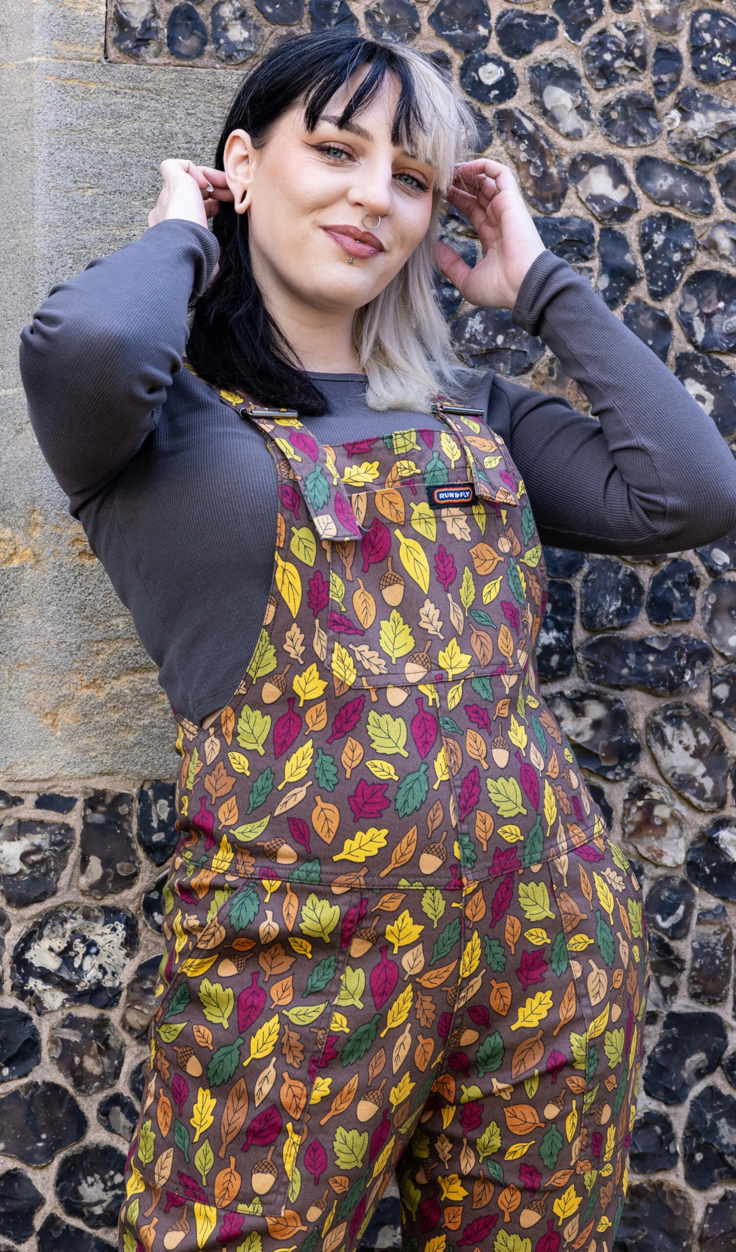 Autumn Leaves Stretch Twill Dungarees - Run & Fly 6 Autumn Leaves Stretch Twill Dungarees - Run & Fly - Image 4