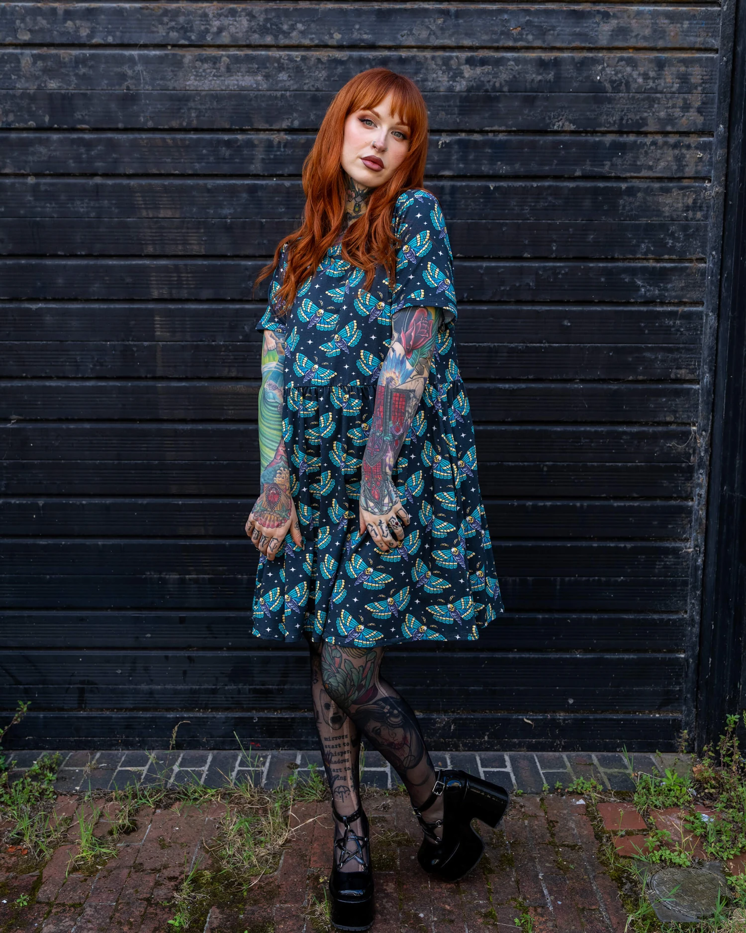 Death Head Moth Oversized Smock Dress - Run & Fly 6 Death Head Moth Oversized Smock Dress - Run & Fly - Image 4