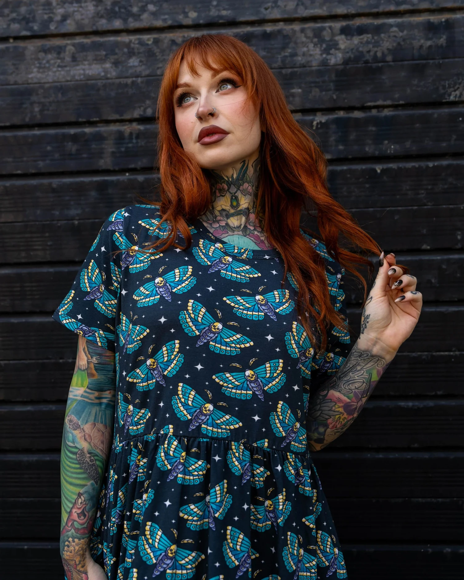 Death Head Moth Oversized Smock Dress - Run & Fly 5 Death Head Moth Oversized Smock Dress - Run & Fly - Image 3