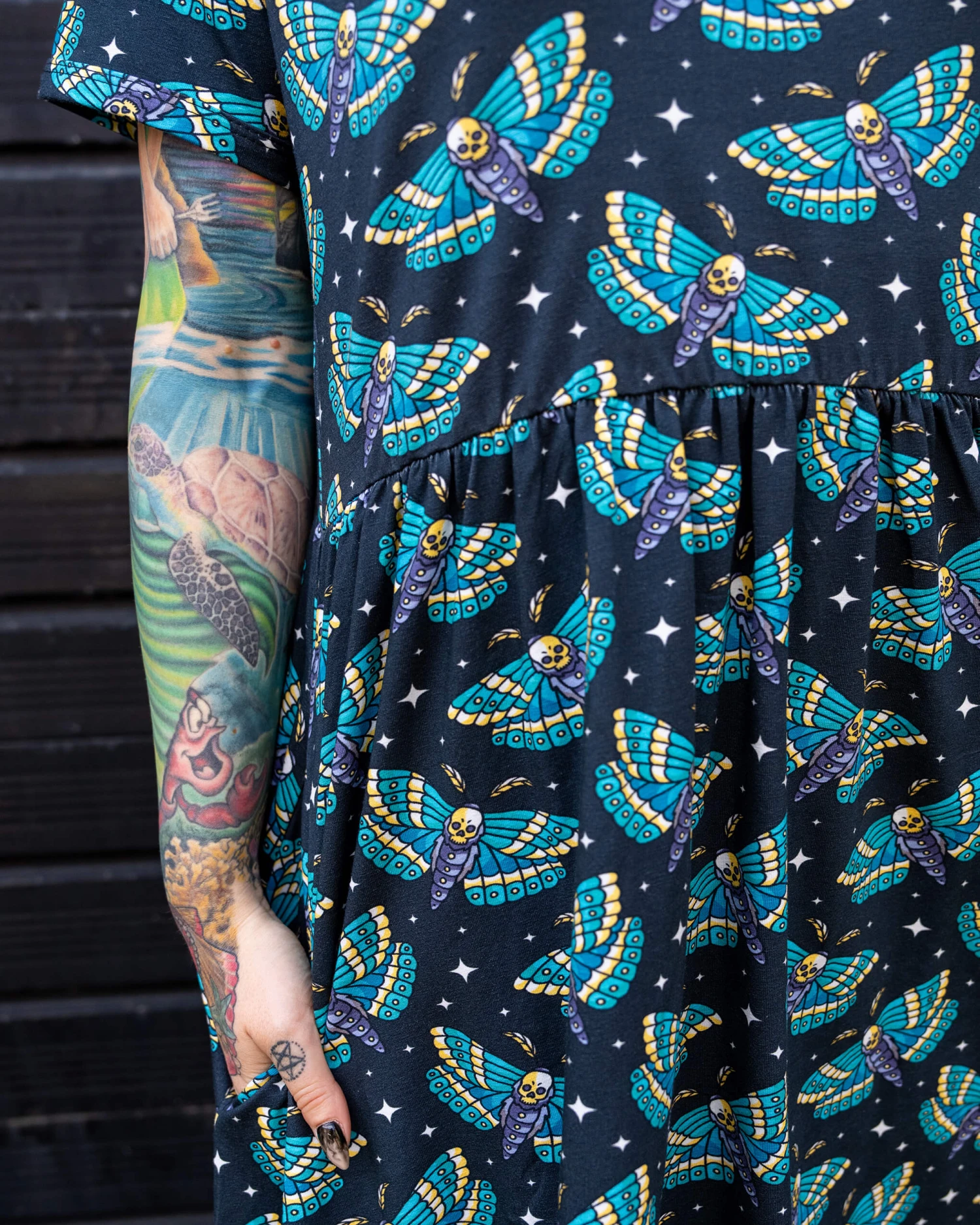 Death Head Moth Oversized Smock Dress - Run & Fly 7 Death Head Moth Oversized Smock Dress - Run & Fly - Image 5