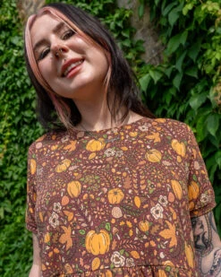 Autumn Pumpkin Oversized Smock Dress - Run & Fly -HELL BUNNY SHOP oversizedsmockpumpkin5