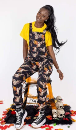 What A Hoot Owl Stretch Twill Dungarees - Run & Fly -HELL BUNNY SHOP owls 4