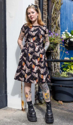 What A Hoot Owl Belted Tea Dress With Pockets - Run & Fly [Last Available]