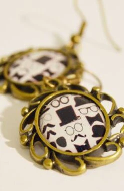 Framed Picture, Top Hat, Specs & Moustache Earrings (Last Available)