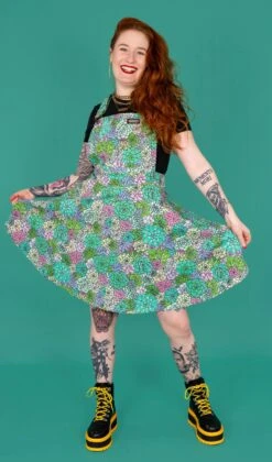 Succulents Flared Pinafore Dress - Run & Fly 11 Succulents Flared Pinafore Dress - Run & Fly -HELL BUNNY SHOP succulent1