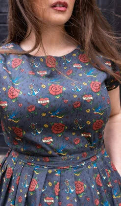 Retro Old School Tattoo Print Tea Dress With Pockets - Run & Fly -HELL BUNNY SHOP tattoodress 4 590x a522de88 6383 4ba6 926d 485e523e9cb2