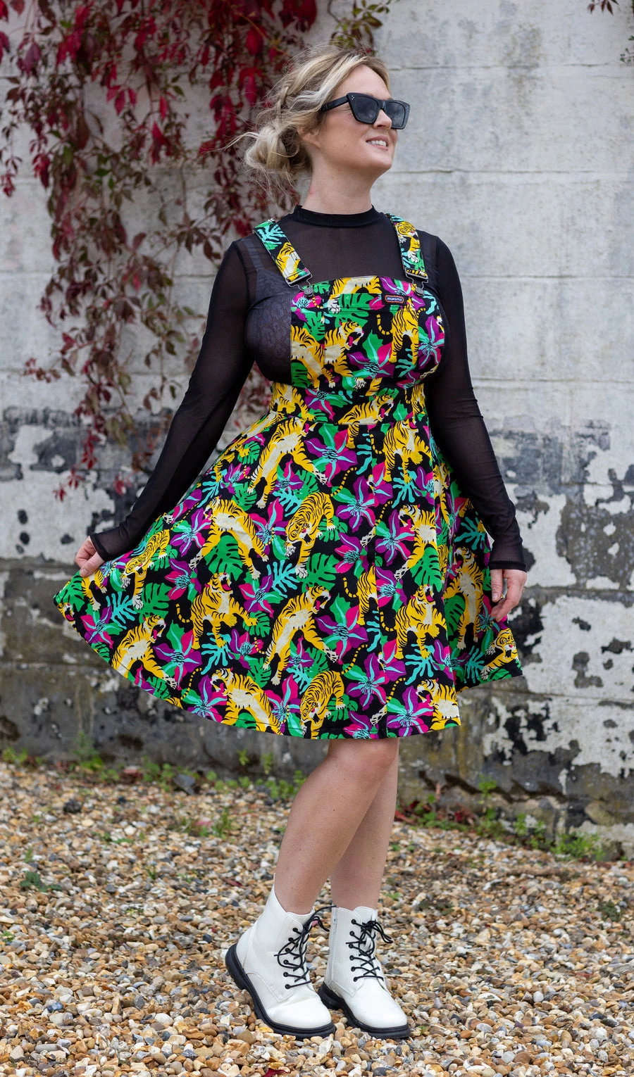 Black Tiger Lily Flared Pinafore - Run & Fly 3 Black Tiger Lily Flared Pinafore - Run & Fly