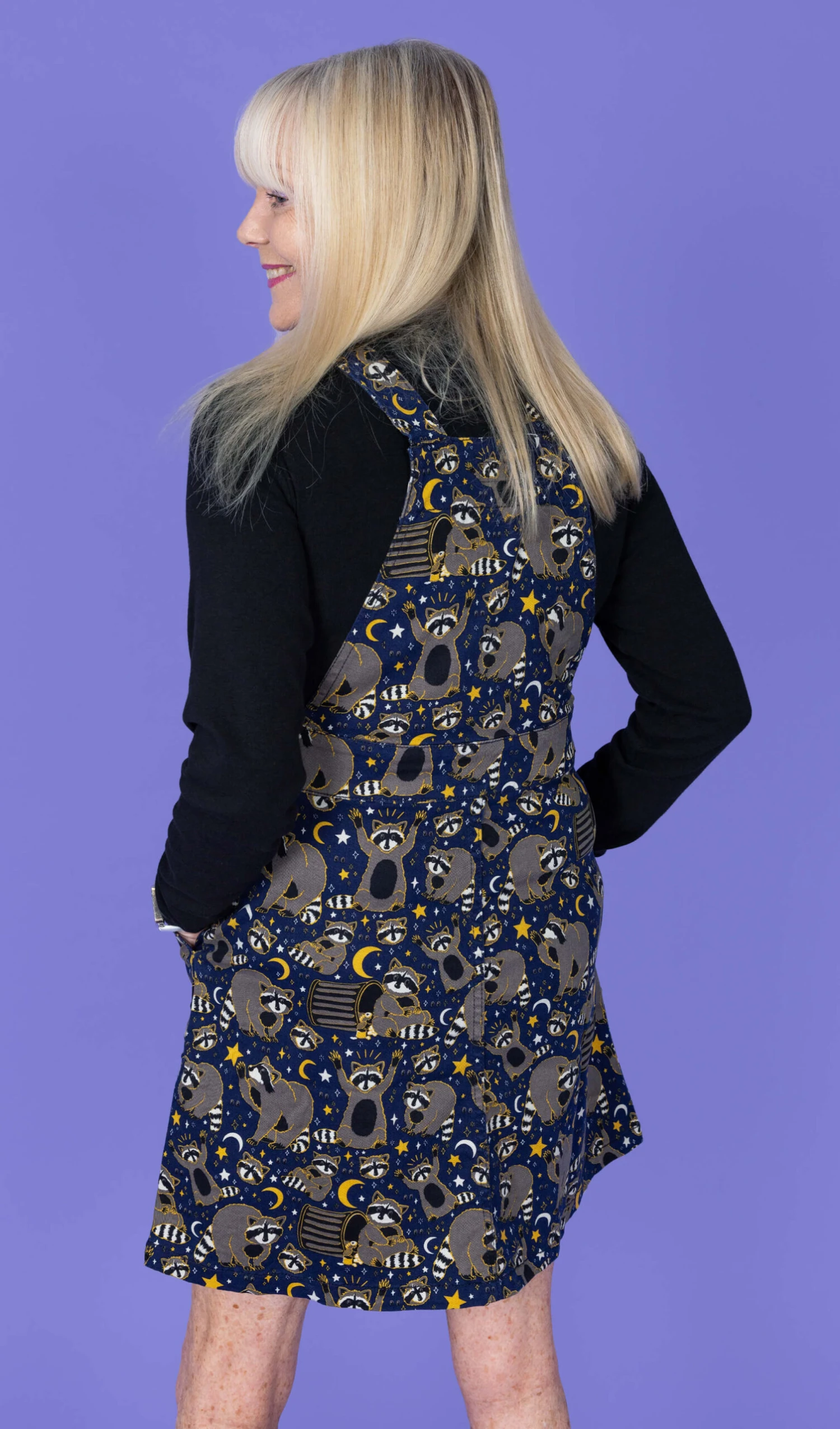 Trash Pandas Racoon Stretch Twill Pinafore Dress - Run & Fly 4 Trash Pandas Racoon Stretch Twill Pinafore Dress - Run & Fly - Image 2